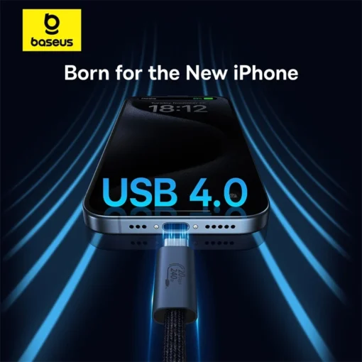 Baseus 240W  USB 3.1 20Gbps USB C Cable For iPhone 15 Promax  8K/60HZ Type C to Type C Data Cable USB C Cable For MacBook 3