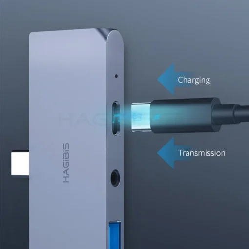 Hagibis USB C HUB TYPE-C to HDMI-compatible Adapter 3.5mm Audio PD Charging USB 3.0 Port Converter for iPad Pro Macbook Laptop 4