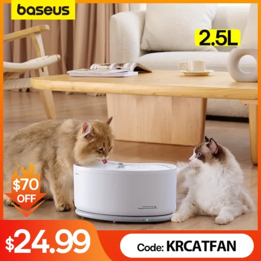 Baseus Cat Water Fountain Pet Automatic Feeders Smart Control Cat Water Pump Cat Accessories Drinker For Multiple Cats 1