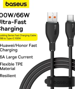 Baseus USB Type C Cable For Huawei Honor Xiaomi Samsung Super Charge 66W/100W Fast Charging USB C Charger Data Cable Wire Cord 2