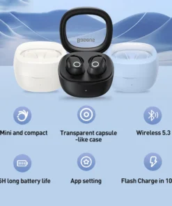 Baseus WM02 Wireless Earphones TWS Bluetooth 5.3 Headphones, Mini and compact Comfortable wear, 25 hours Long Battery Life 6