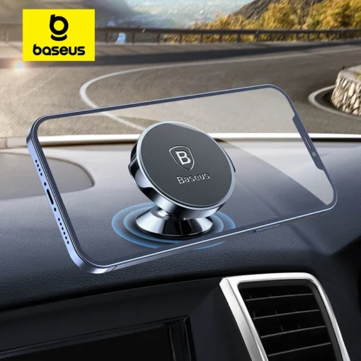 Baseus Magnetic Car Phone Holder In Car for iPhone Full Rotation Metal Phone Holder Stand Sticker Universal Car Holder 1