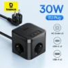 Baseus 30W Charger Fast Power Strip 3AC Outlet Desktop Charging Station With Surge Lightning Protection For iPhone 15 14 Tablets 1