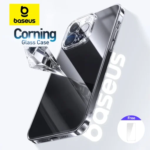 Baseus Tempered Glass Case for iPhone 15 Pro Clear 9H Hard Corning Gorilla Glass Case for iPhone 15 14 13 12 Pro Max Plus Case 1