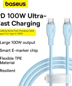 Baseus PD 100W USB C Cable For iPhone 15 Fast Charging Cable For Samsung Xiaomi Huawei Macbook Data Wire Charging Cable Soft TPE 2