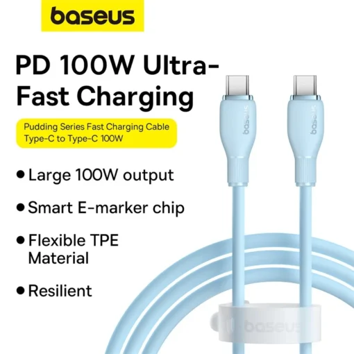 Baseus PD 100W USB C Cable For iPhone 15 Fast Charging Cable For Samsung Xiaomi Huawei Macbook Data Wire Charging Cable Soft TPE 2