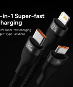 Baseus 3 in 1 USB Type C Cable 100W Fast Charging Data Cable for iPhone 13 Pro Phone Charger for Xiaomi Samsung Micro USB Cable 2