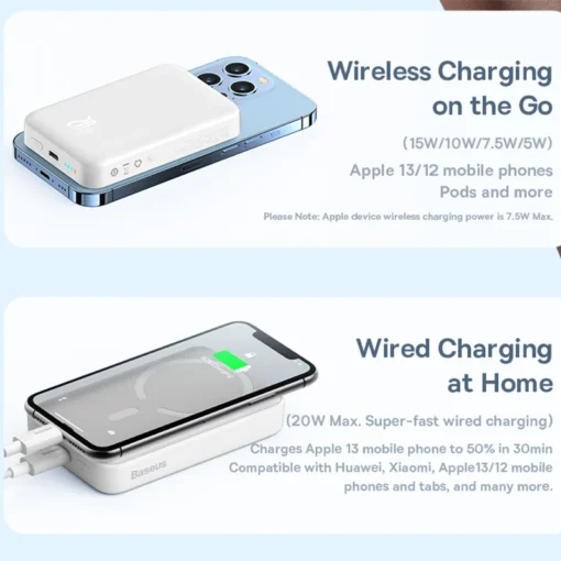 Baseus Power Bank 10000mAh Mini Magnetic Wireless Fast Charge Auto-wake For iPhone 15 14 13  Pro Max Magnetic Powerbank 6