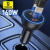 Baseus 160W Car Charger QC 5.0 Fast Quick Charging PPS PD3.0 USB Type C Car Phone Charge For iPhone 13 14 15 Pro Laptops Tablets 1
