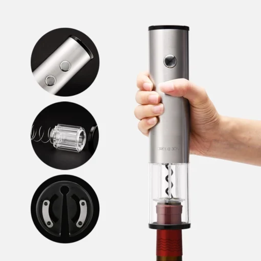 Youpin Circle Joy Electric Bottle Opener Stainless Steel Mini Wine Stopper Wine Decanter Aerator Corkscrew Foil Cutter Cork 2