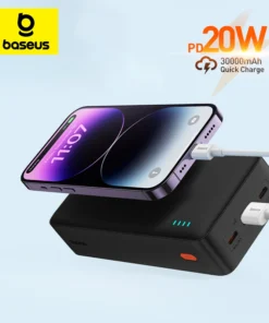 Baseus 20W Power Bank 30000mAh Portable Charger Powerbank Fast charging External Battery for iPhone 8-15 series 1