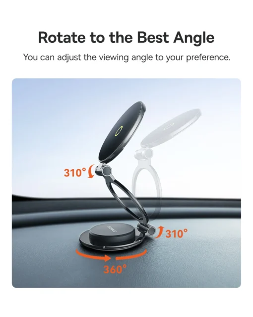 Baseus Magnetic Car Mobile Phone iPhone Holder Foldable Mount Stand Phone Holder for iPhone 13 14 15 Dashboard Center Console 2