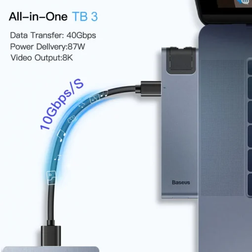 Baseus USB C HUB USB HUB to USB 3.0 HDMI-compatible Adapter for MacBook Pro Air HUB TB 3 Dock RJ45 USB Splitter Dual Type C HUB 2