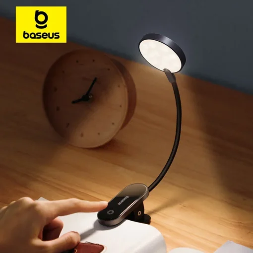 Baseus LED Clip Table Lamp Stepless Dimmable Wireless Desk Lamp Touch USB Rechargeable Reading Light LED Night Light Laptop Lamp 1