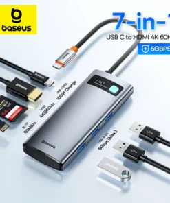 Baseus 5Gbps USB C HUB 4K@60Hz 30Hz Type C to HDMI-Compatible RJ45 PD 100W for MacBook iPad Samsung PC Tablet Phone USB 3.0 HUB 1