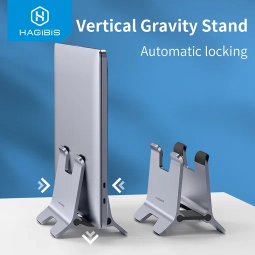 Hagibis Vertical Laptop Stand Desktop Gravity Holder Aluminum Notebook Dock Space-Saving for MacBook/Surface/HP/Dell/Chrome Book 1