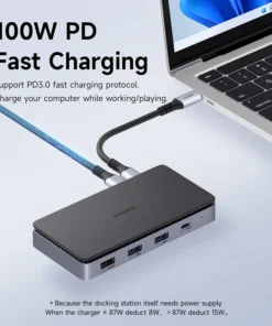 Hagibis USB C Docking Station Type C to Dual 4K HDMI-Compatible 100W PD USB 3.0 Hub RJ45 Triple Display for Macbook Laptop iPad 3