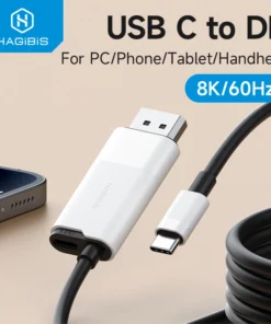 Hagibis  USB C to DisplayPort Cable 8K@60Hz 4K@144Hz 2K165Hz Type-C to DP Adapter Compatible With Thunderbolt 4/3 iPhone 15 XPS 1