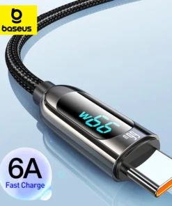 Baseus 66W USB Cable 6A Fast Charging Charger Wire Cord For Huawei P40 LED Data USB C Phone Cable  For Xiaomi Mi 10 Samsung S2 1