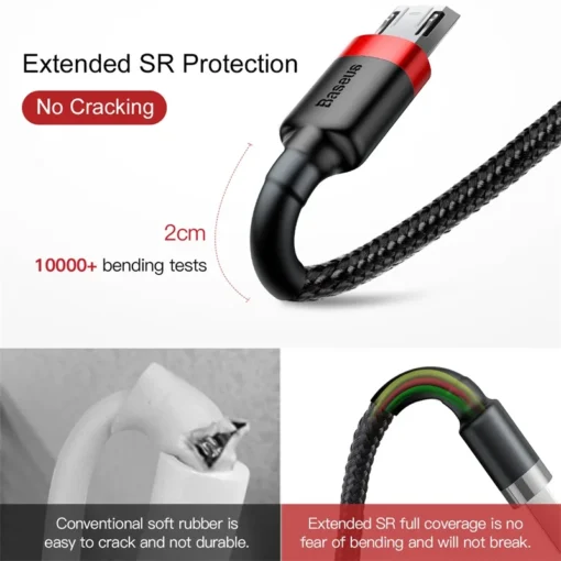 Baseus USB Micro C Cable for Samsung S9 S10 Quick Charge 3.0 Cable Fast Charging for Huawei P30 Xiaomi USB-C Charger Wire 3