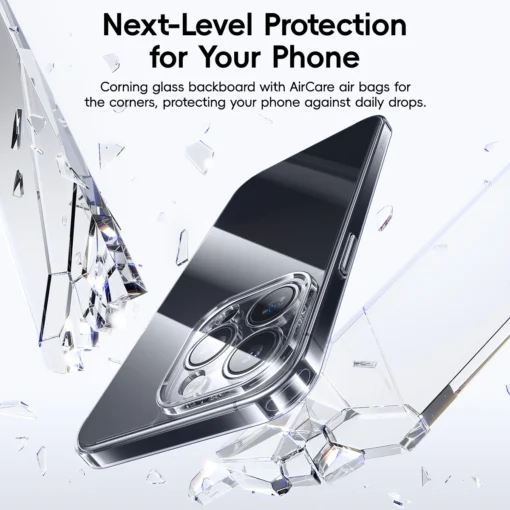 Baseus Tempered Glass Case for iPhone 15 Pro Clear 9H Hard Corning Gorilla Glass Case for iPhone 15 14 13 12 Pro Max Plus Case 6