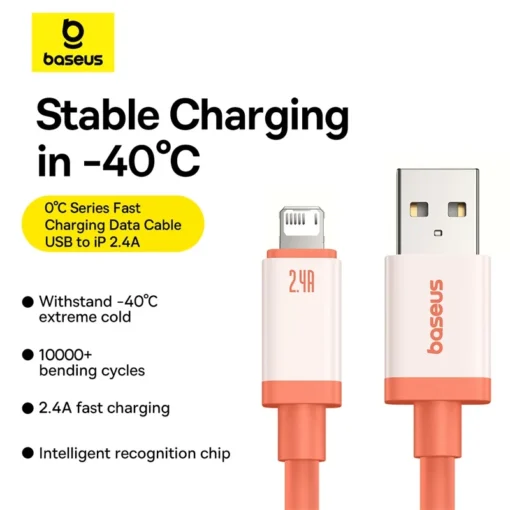 Baseus Anti-freezing USB Cable For iPhone 14 13 12 11 Pro Xs Max X Xr 8 7 6 Fast Charging Data Line Charger For iPad Phone 2