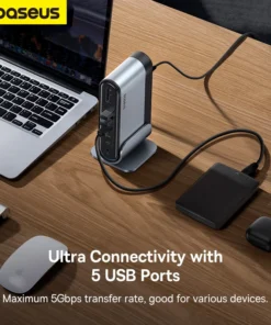 Baseus 17 in 1 Gen2 USB C HUB Dual 4K@60Hz HDMI-compatible DP USB 3.0 with Power Adapter Docking Station for MacBook Pro M1 M2 3