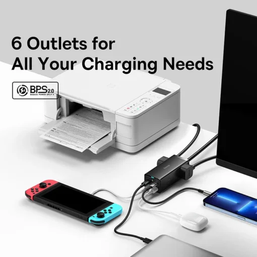 Baseus 100W GaN3 Pro Desktop Charger Power Strip US Plug Charging Station Fast Charger For iPhone 15 14 13 Xiaomi Samsung Laptop 3