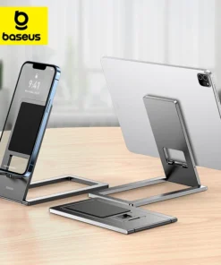 Baseus Foldable Metal Desktop Holder for iPhone 15 14 13 Pro Max iPad Pro 12.9 11 Samsung Tablet Desktop Stand Laptop Support 1