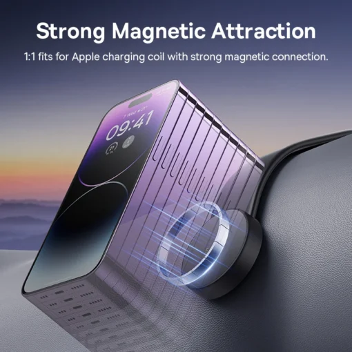 Baseus Magnetic Bendable 15W Car Mobile Phone Holder Wireless Charger Phone Holder for iPhone 12-15 Dashborad Center Console 3