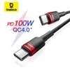 Baseus USB C to USB Type C Cable for iPhone 15 Promax MacBook Quick Charge 3.0 100W PD Fast Charging for Samsung Charge Cable 1