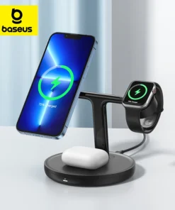 Baseus 3 in 1 20W Magnetic Wireless Chargers Stand For iPhone 15 14 13 Charger Dock Station for Airpods Pro Wireless Charger 1