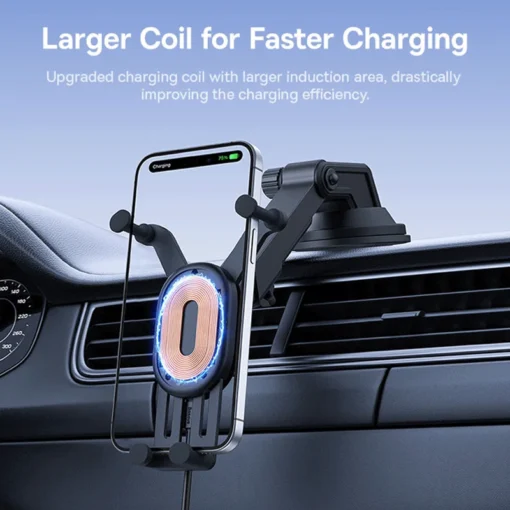 Baseus Car Phone Holder Sucker Wireless Charger 15W Fast Charging Charger Windshield Dashboard for iPhone Samsung Stand Mount 4