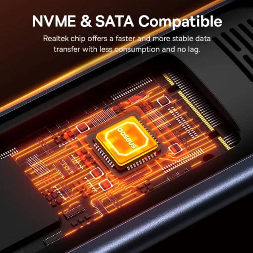 Baseus M2 SSD Case NVMe SATA Dual Protocol 10Gbps M.2 to USB Type C 3.2 Gen 2 Portable SATA NVMe External Enclosure SSD Box Case 2