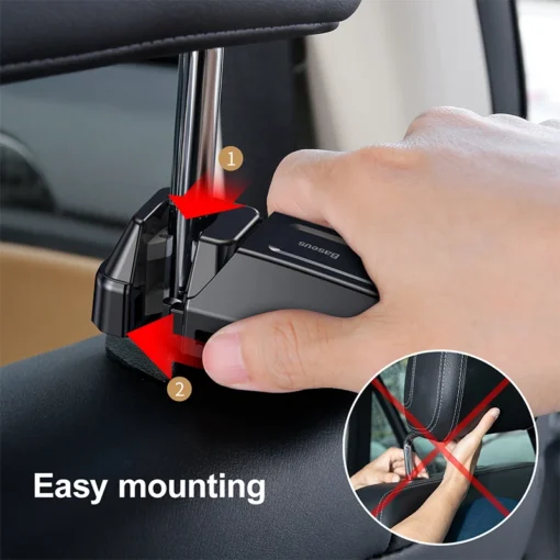 Baseus Car Phone Holder Headrest Hooks for iPhone Huawei Back Seat Hook Car Mount Holder Fastener Seat Back Organizer Bag Hanger 3