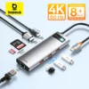 Baseus USB Hub Type C to HDMI-compatible USB 3.1 Hub Adapter 10Gbps RJ45 Ethernet Port TF SD Docking Station for MacBook USB Hub 1