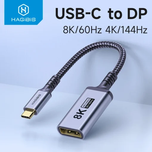 Hagibis USB Type C to DisplayPort Female Cable Thunderbolt 3/4 to 8K@60Hz 4K@144Hz 2K165Hz DP 1.4 for MacBook Pro Samsung XPS 1