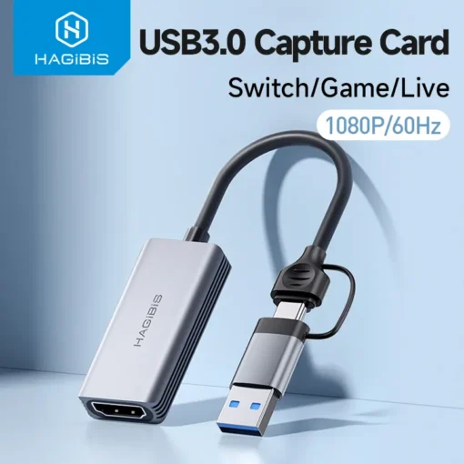 Hagibis USB 3.0 Video Capture Card HDMI-compatible to USB/Type-c Game Grabber Record ms2130 for Switch Xbox PS4/5 Live Broadcast 1