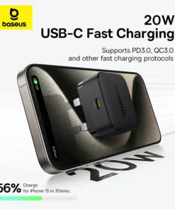 【UK Plug】Baseus 20W PD Charger Fast Charger for iPhone Samsung Xiaomi Travel Mini Charger USB C Charger for iPad Airpods 3